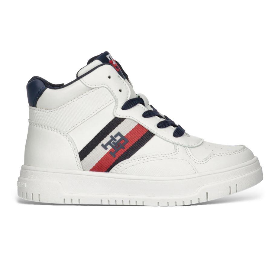 Sneaker alta allacciata stripes da bambino Tommy Hilfiger | T3X9331211355A473X